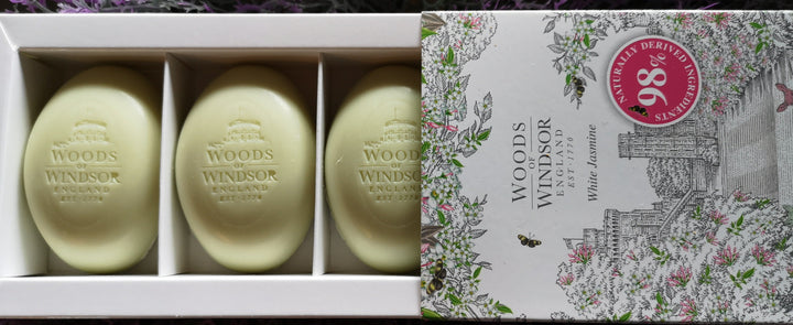 Woods of Windsor "White Jasmin" , Luxusseifen 3er Set, 3 x 60 gr. - British Moments