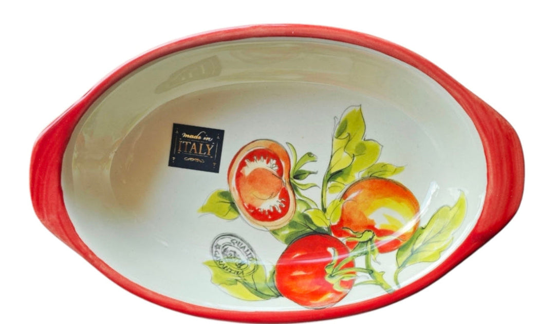 Wunderschöne Keramik Schale mit Tomaten-Motiv .Handarbeit, oval, Made in  Italien