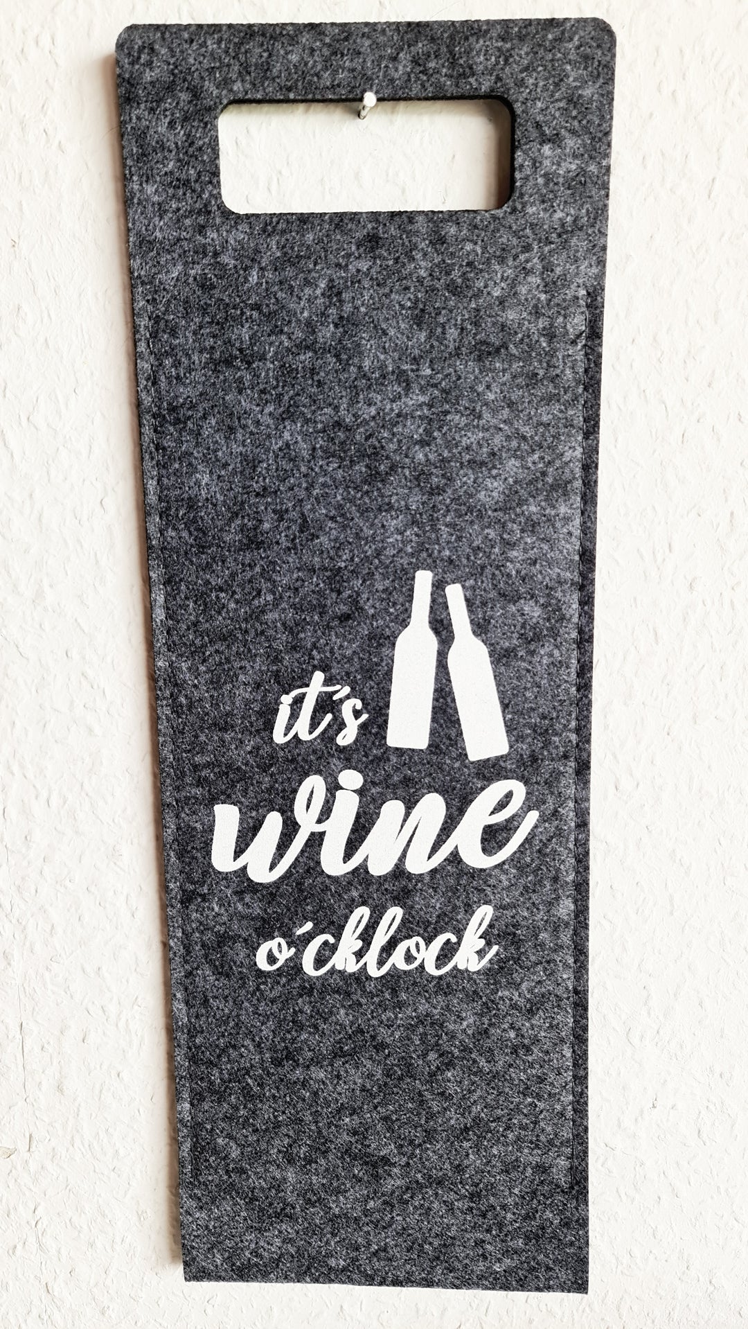 Wein Geschenktasche, Filz, mit Beschriftung "it's wine o'clock"" - British Moments