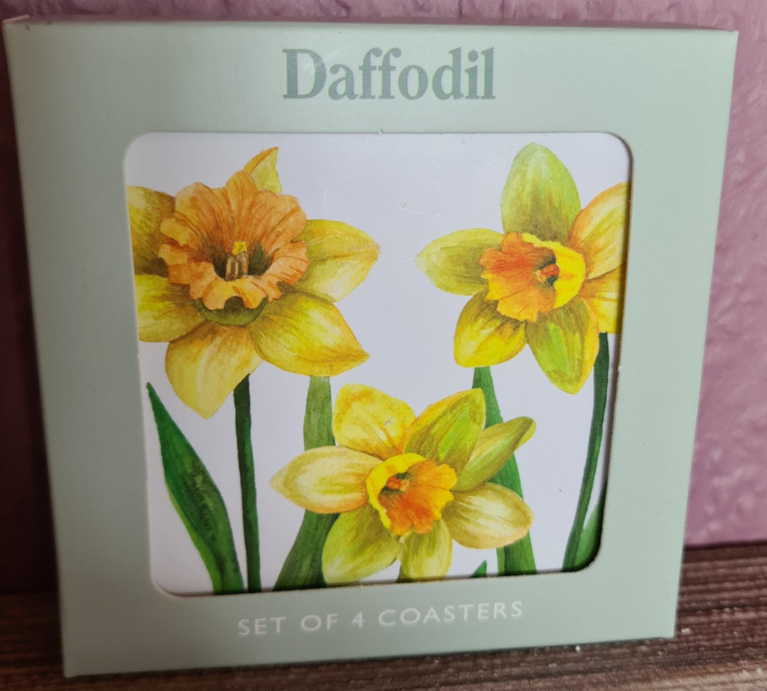 Untersetzer, 4er Set , weiß  mit Blümchen Dekor  "Daffodils" - British Moments