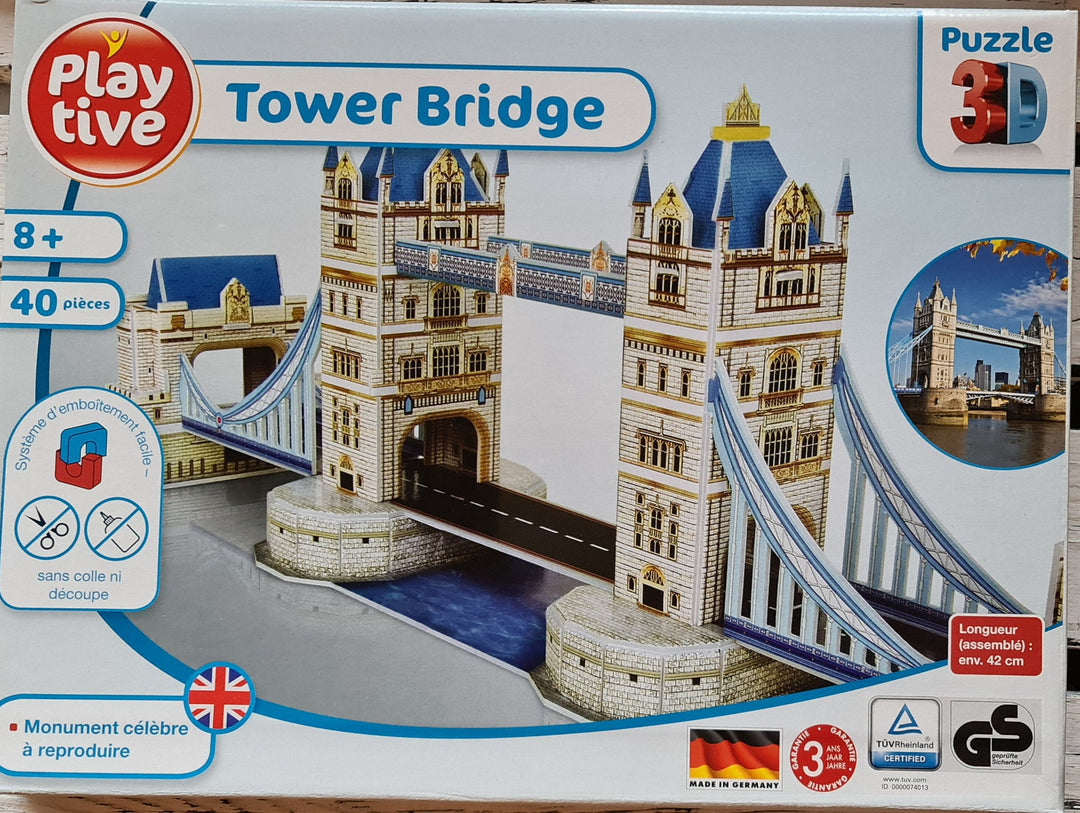 3 D Puzzle, "Tower Bridge"  40-teilig. Länge aufgebaut 42 cm - British Moments