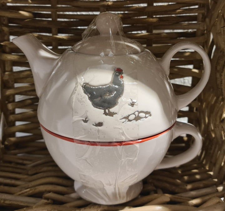 "Tea for one" -Set  "Huhn" Teekännchen mit Tasse - British Moments