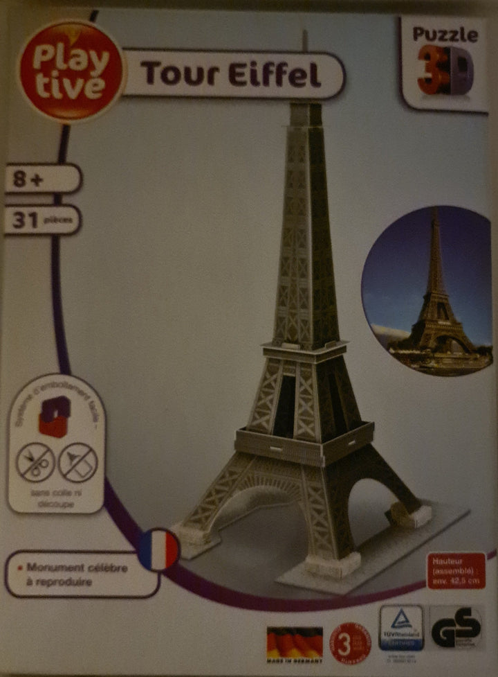 3 D Puzzle, "Eiffelturm"  30-teilig. Höhe aufgebaut 40,5 cm - British Moments / Fernweh-Kaufhaus