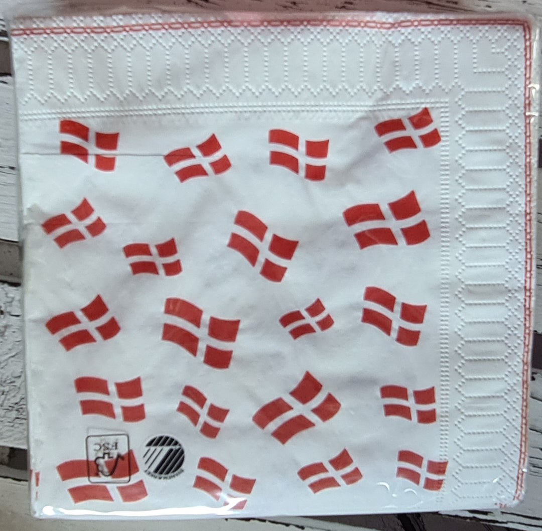 Papier -Servietten mit Dänemark Flaggen , 50 Stück - British Moments / Fernweh-Kaufhaus