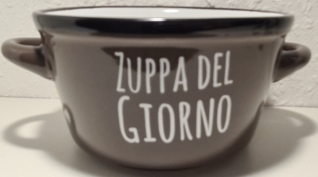 Suppentasse  mit Henkeln  "Zuppa del Giorno",  Keramik, dunkelgrau - British Moments / Fernweh-Kaufhaus