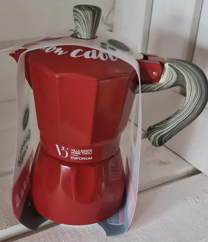 Espresso Bereiter, rot für 2 Tassen Espresso - British Moments / Fernweh-Kaufhaus