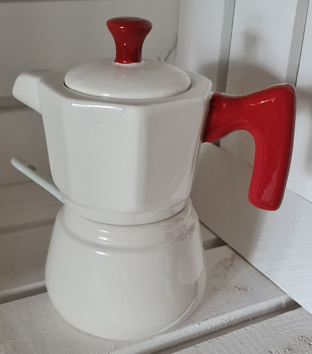 Milch-und Zucker Set in Espressobereiter-Optik ( beige/rot) - British Moments / Fernweh-Kaufhaus