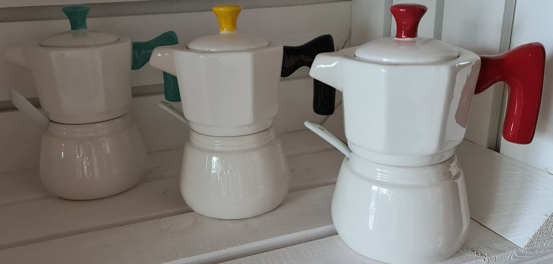 Milch-und Zucker Set in Espressobereiter-Optik ( beige/rot) - British Moments / Fernweh-Kaufhaus