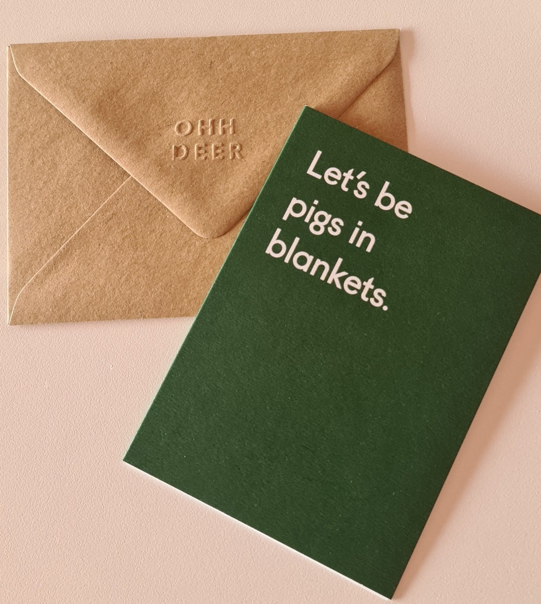 Witzige Weihnachtskarte mit Umschlag "Let's be pigs in blankets" - British Moments / Fernweh-Kaufhaus