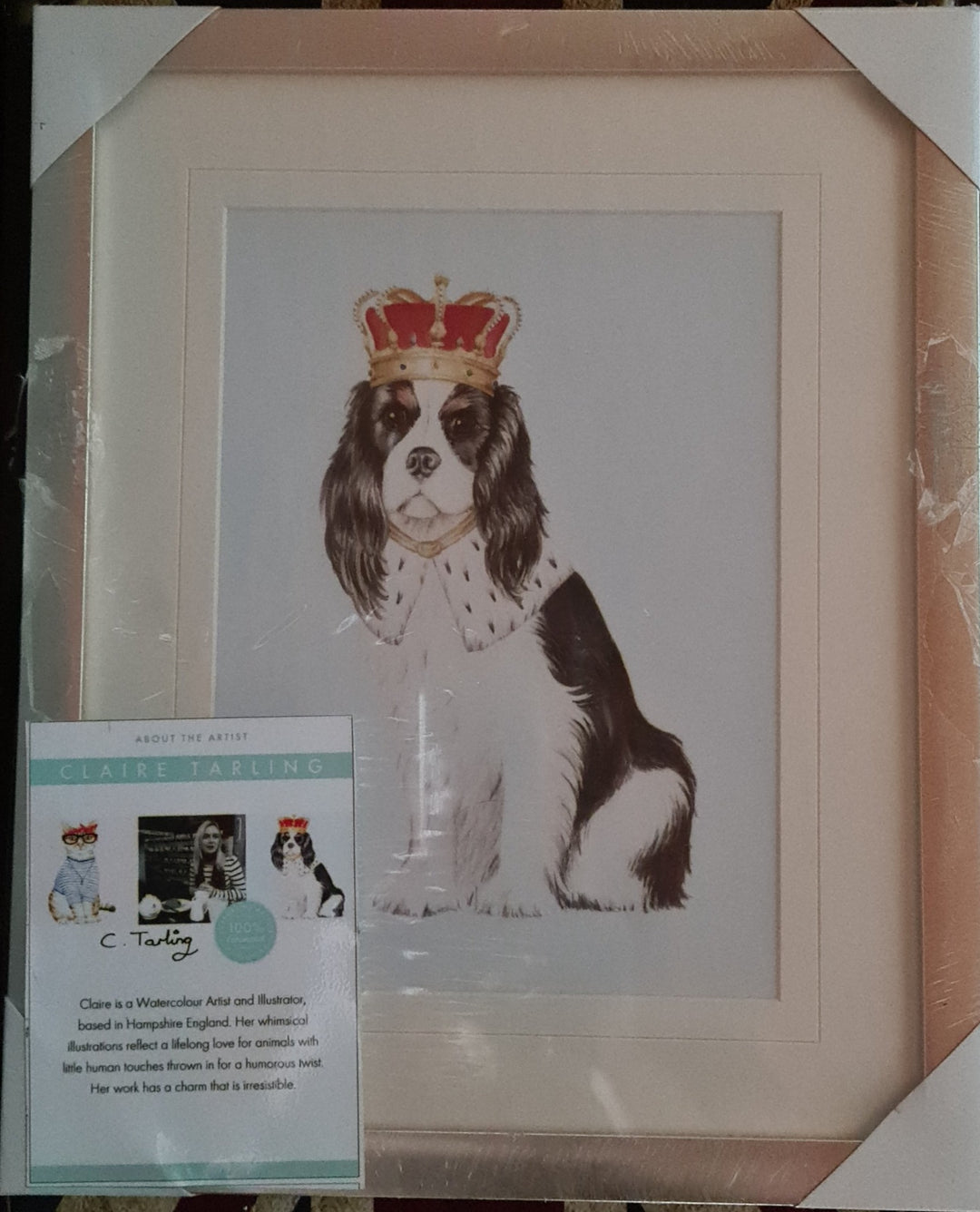 SALE !!!!  Aquarelldruck von Claire Tarling "Hund mit Krone" - British Moments / Fernweh-Kaufhaus