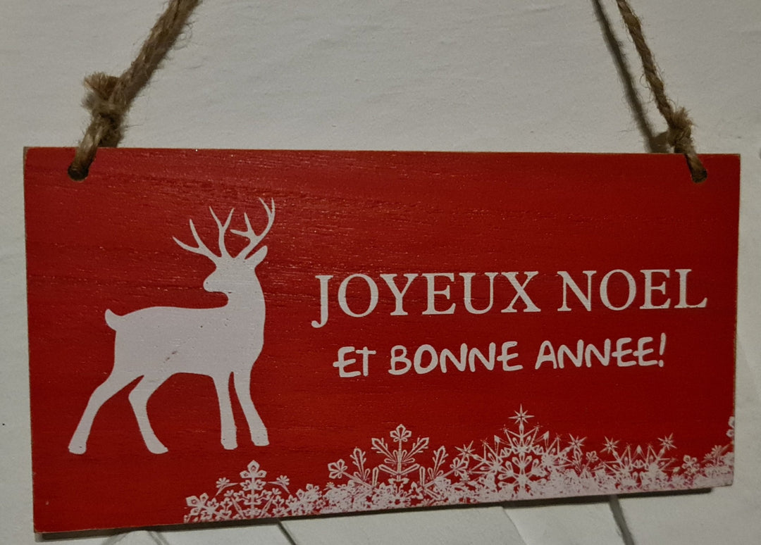 Holzschild " Joyeux Noel et bonne annee ! " - British Moments / Fernweh-Kaufhaus