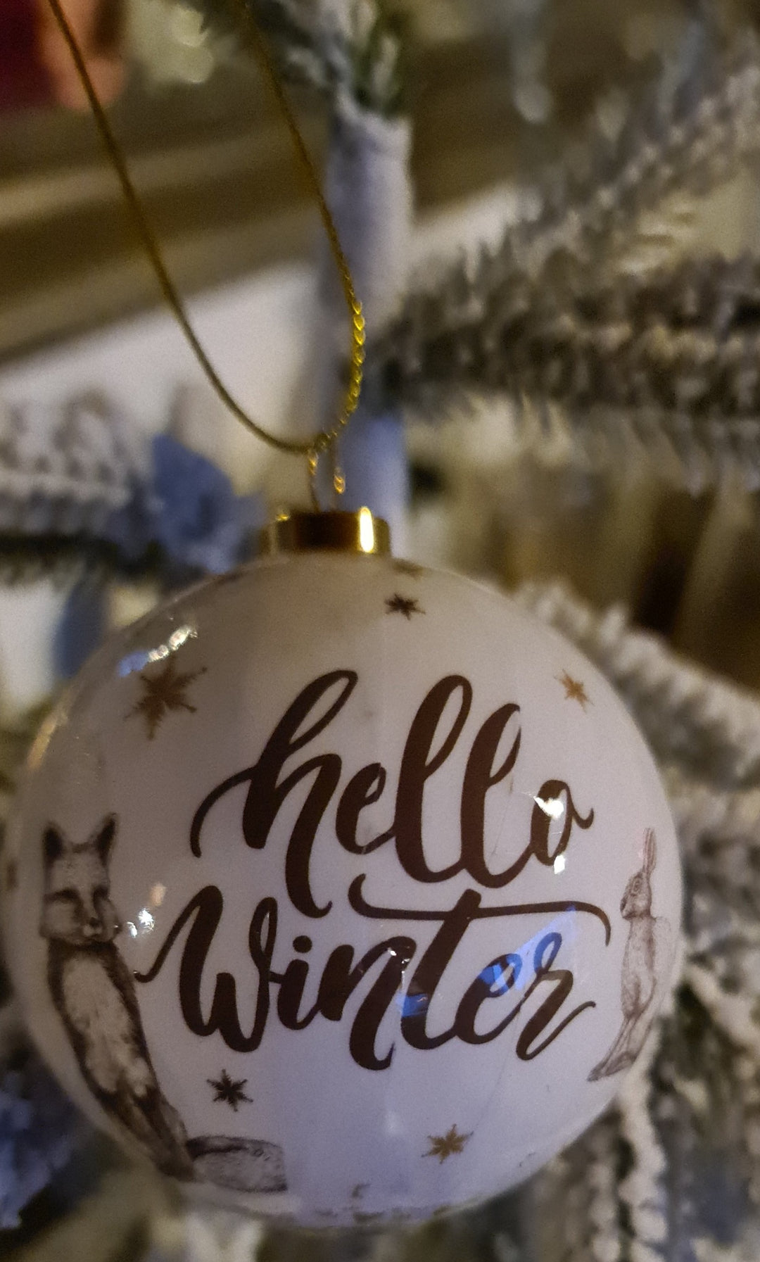 Weihnachtskugel klein, Kunststoff Motiv "Hello Winter" - British Moments / Fernweh-Kaufhaus