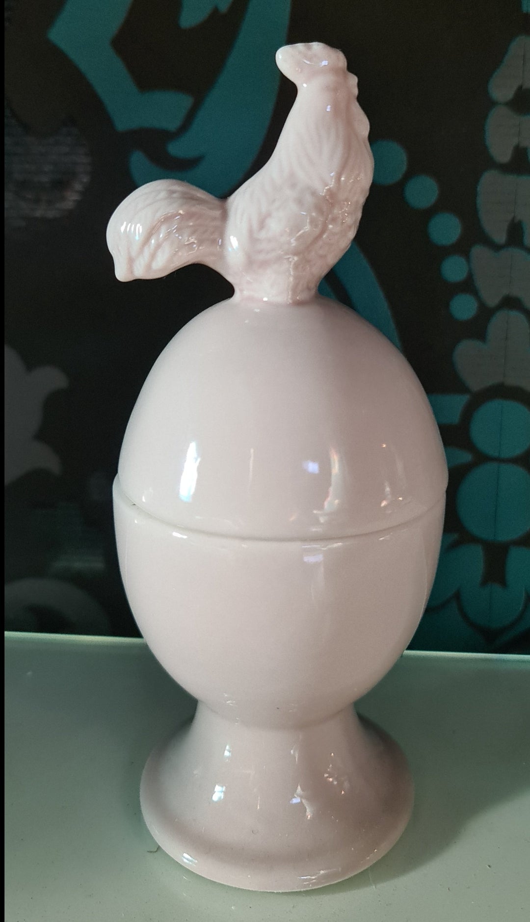 Eierbecher, Keramik,  mit Deckel "Huhn" , beige - British Moments / Fernweh-Kaufhaus