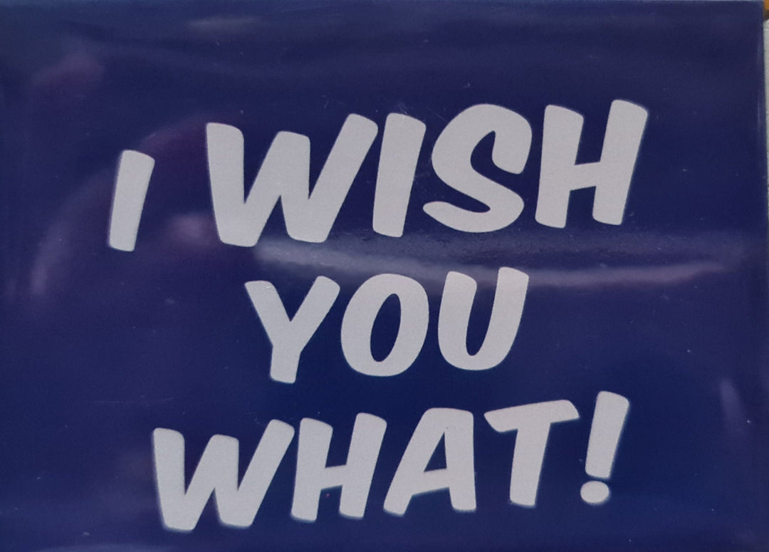 Magnetschild / Kühlschrankmagnet ,blau,   Spaß-Englisch "I wish you what" - British Moments / Fernweh-Kaufhaus