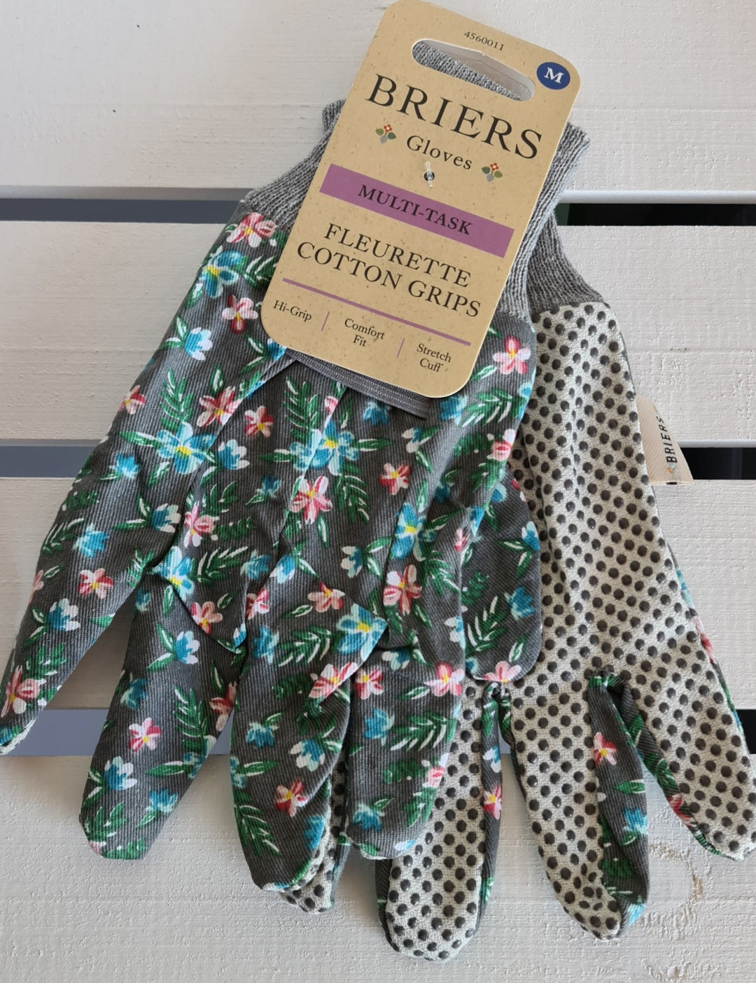 Briers Garten-Damenhandschuhe mit Blumendekor, Grösse M , grau - British Moments / Fernweh-Kaufhaus
