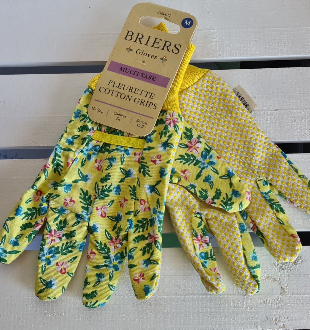 Briers Garten-Damenhandschuhe mit Blumendekor, Grösse M , gelb - British Moments / Fernweh-Kaufhaus