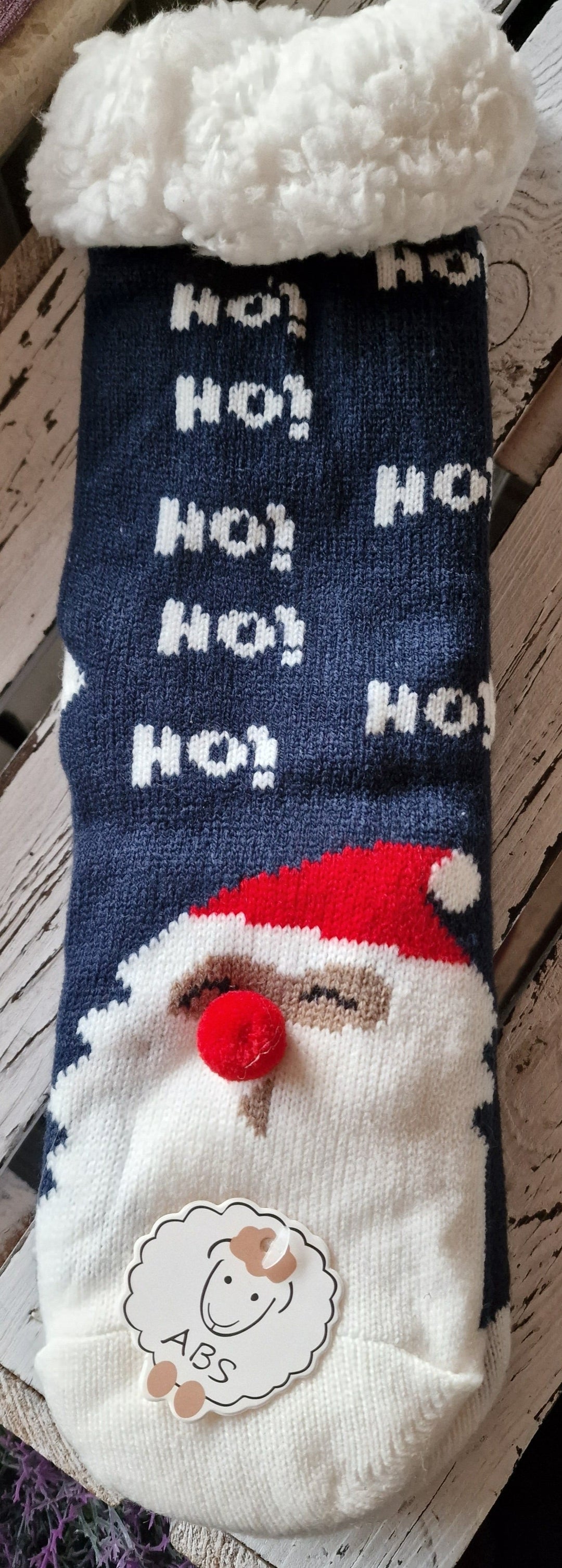 Flauschsocken für warme Füße zuhause " Ho Ho Ho ", ONE SIZE 