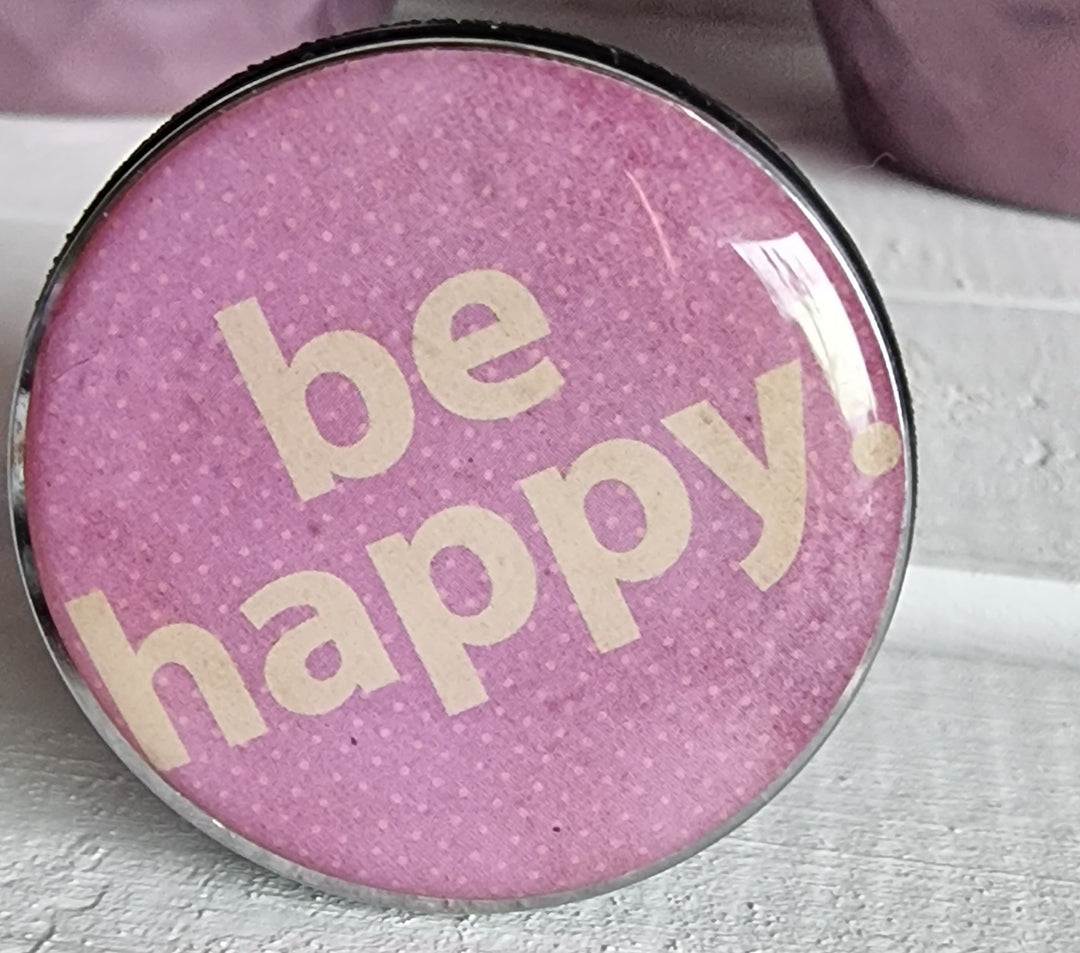 Waschbecken -Stöpsel, rosa Beschriftung " be happy! " - British Moments / Fernweh-Kaufhaus