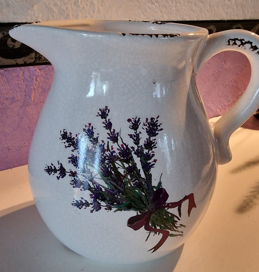 Krug, Deko mit Lavendelmotiv, Keramik 