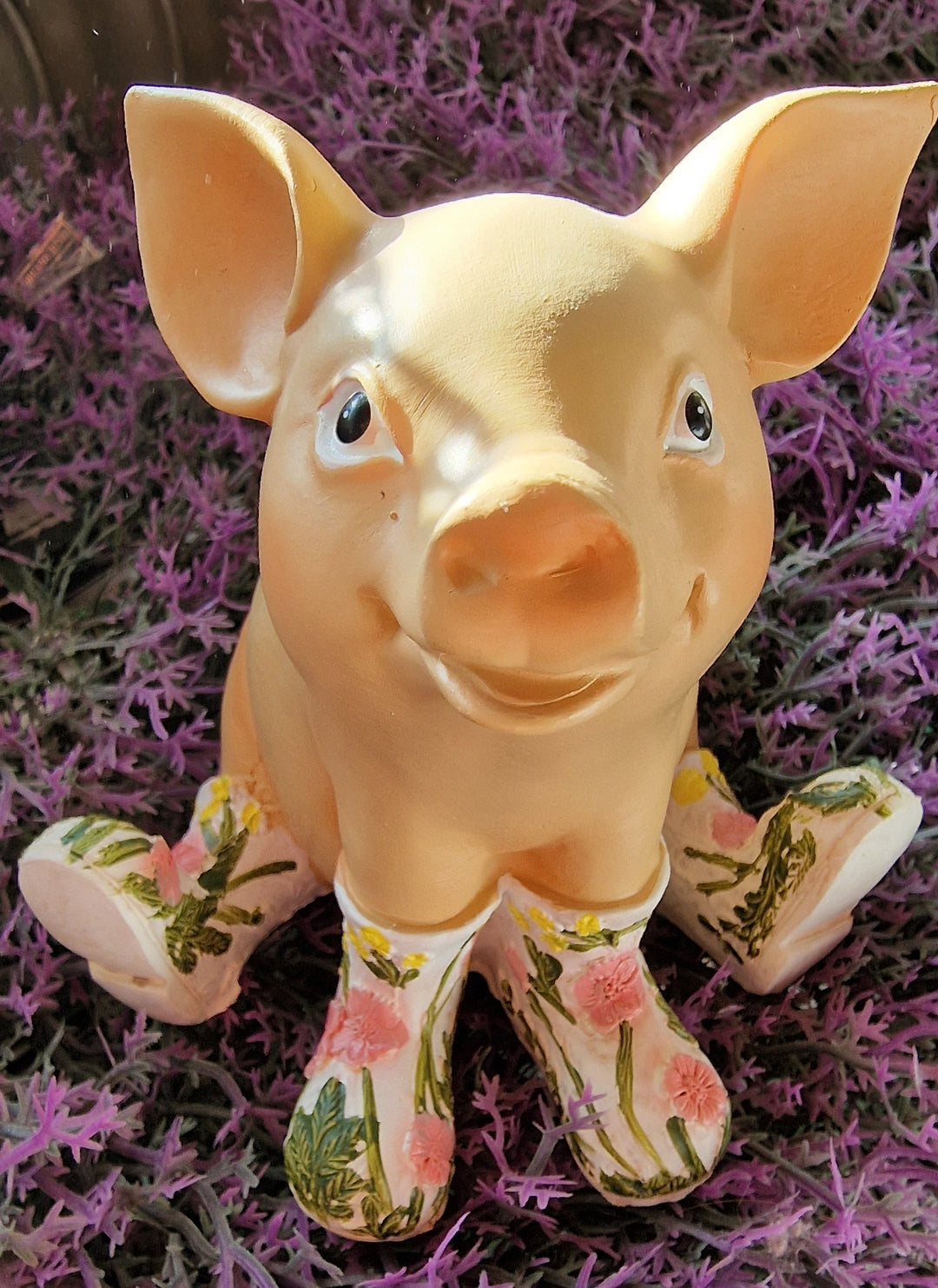 Deko Schwein mit Gummistiefeln