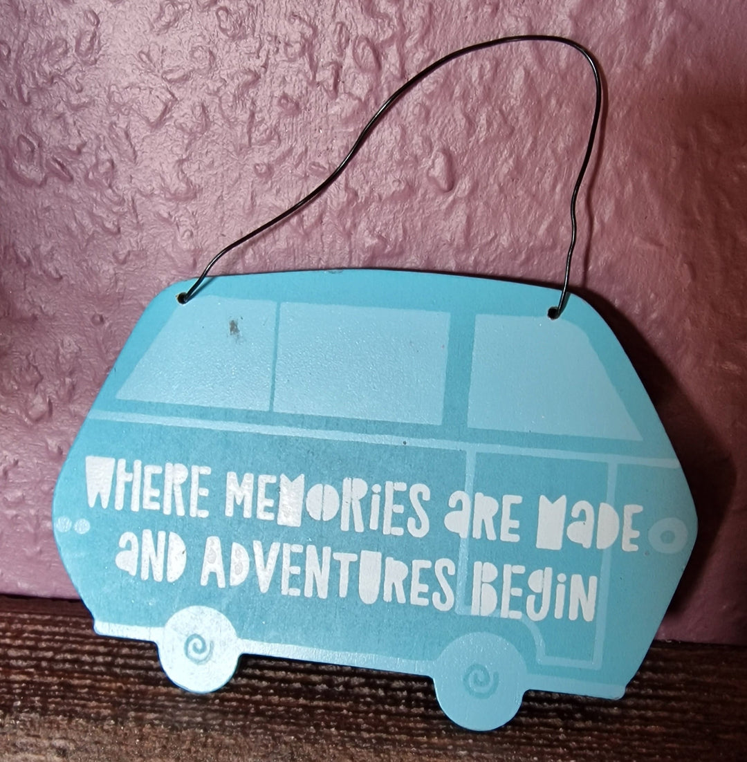Mini /MDF Holzschild  Campervan-Serie "Where memories are made...."