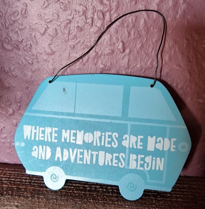 Mini /MDF Holzschild  Campervan-Serie "Where memories are made...."