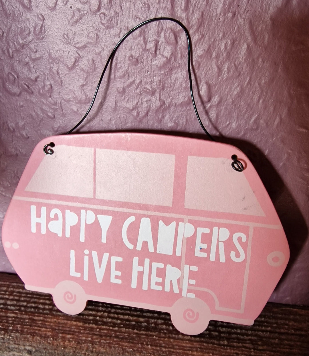 Mini /MDF Holzschild  Campervan-Serie "Happy Camers live here"
