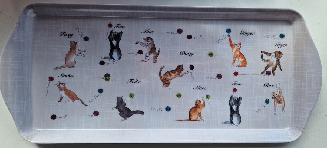 Tablett "Katzen", ca. 36 cm x 15 cm 
