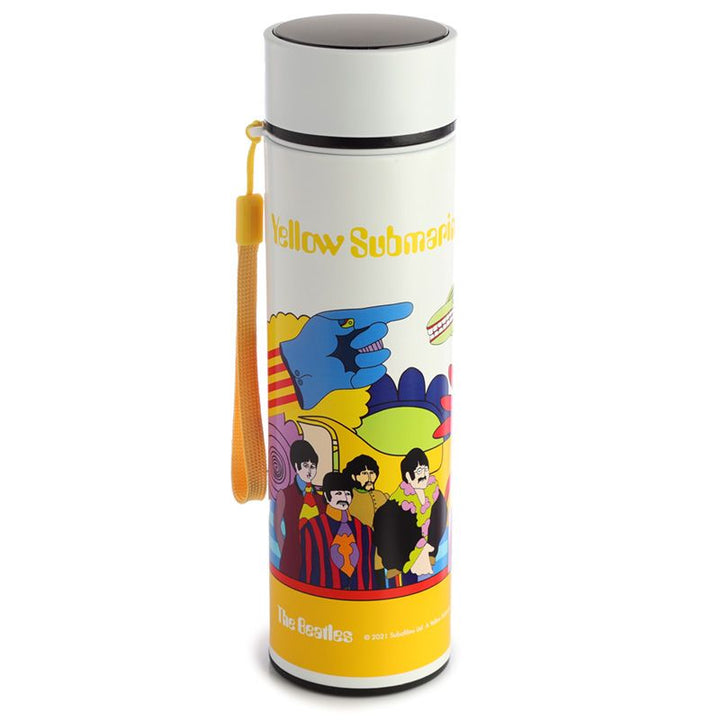 Wiederverwendbare Thermo/Isolierflasche  mit Digital-Thermometer. "The Beatles Yellow Submarine. " 450 ml - British Moments / Fernweh-Kaufhaus