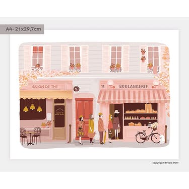 Kunstdruck , DIN A 4 "Boulangerie " von Flor Petit - British Moments / Fernweh-Kaufhaus