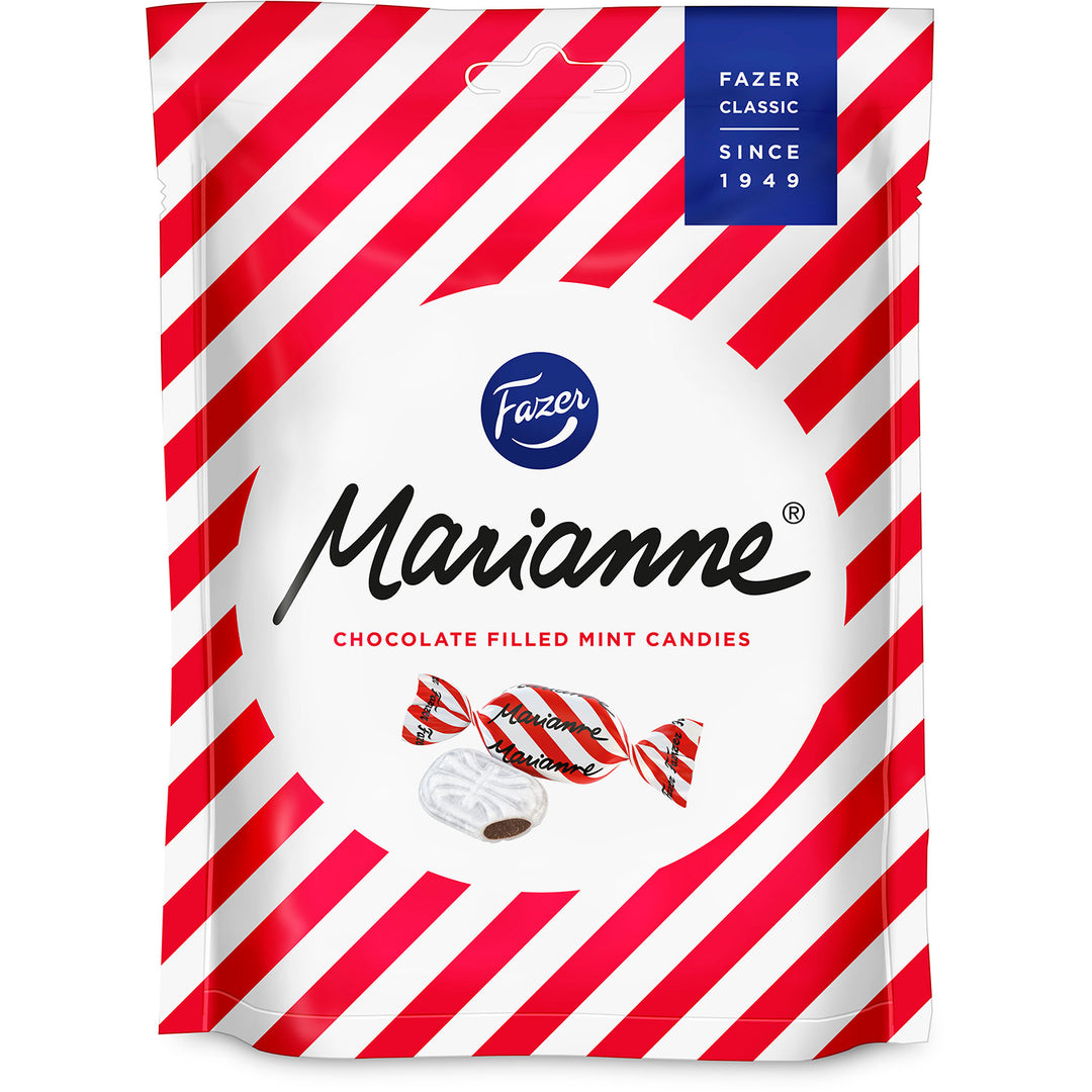 Fazer Marianne , Pfefferminzbonbons mit Schokoladenfüllung aus Finnland, 220 gr. Beutel - British Moments / Fernweh-Kaufhaus