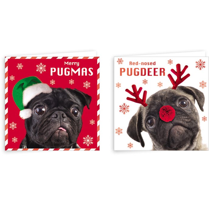 Set mit 10 witzigen Hunde - Weihnachtskarten, 2 Designs mit Umschlägen - British Moments