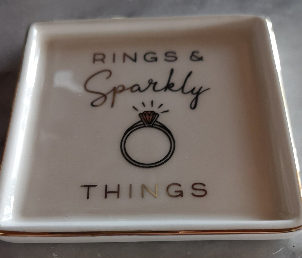 Keramik Ablageschale für Schmuck oder Krimskrams "Rings & sparkly things" - British Moments