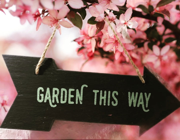 Schild, Pfeil, Schiefer, "Garden this way" ca 30 cm - British Moments