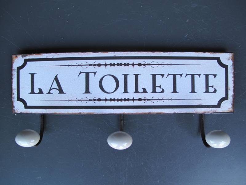 Wandhaken, 3 er mit Beschriftung "La Toilette" - British Moments / Fernweh-Kaufhaus