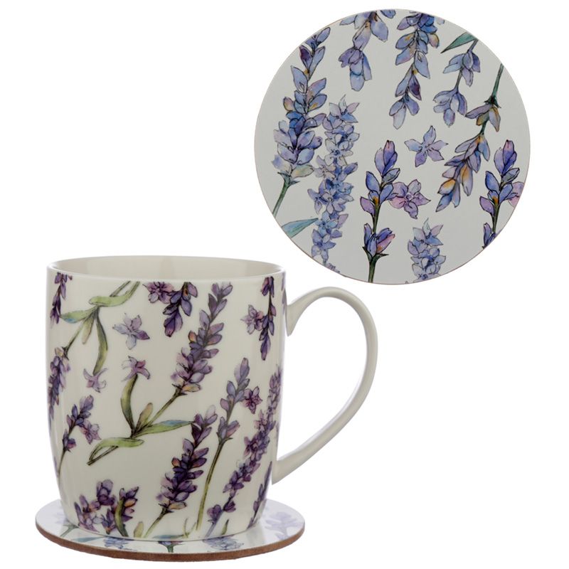 "Lavender Fields"Tasse und Untersetzer, Porzellan - British Moments / Fernweh-Kaufhaus