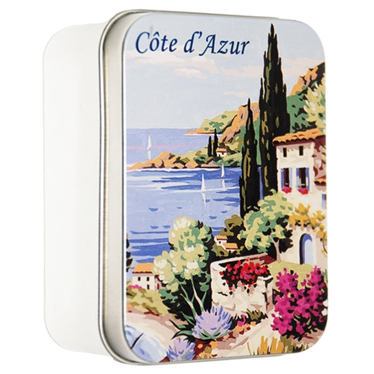 Le Blanc Natur-Seife in dekorativer Blechdose Cote d' Azur 100 gr. S –  British Moments / Fernweh-Kaufhaus