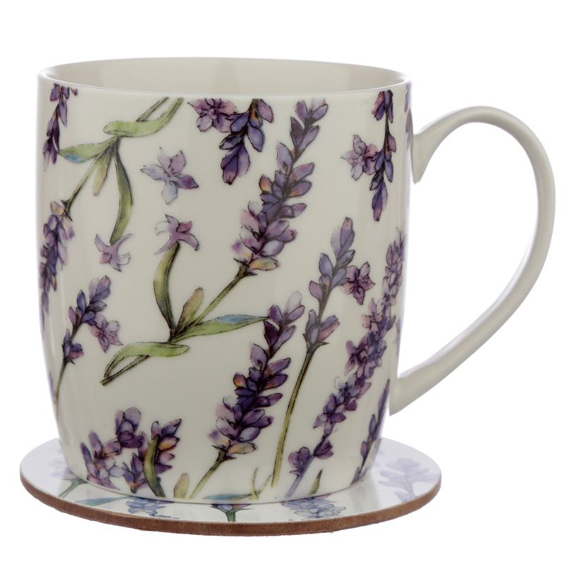 "Lavender Fields"Tasse und Untersetzer, Porzellan - British Moments / Fernweh-Kaufhaus