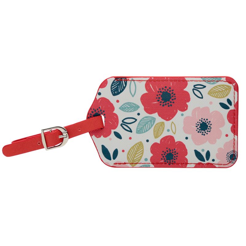 Set aus Gepäckanhänger und Reisepasshülle in fröhlichem Mohnblumen-Motiv