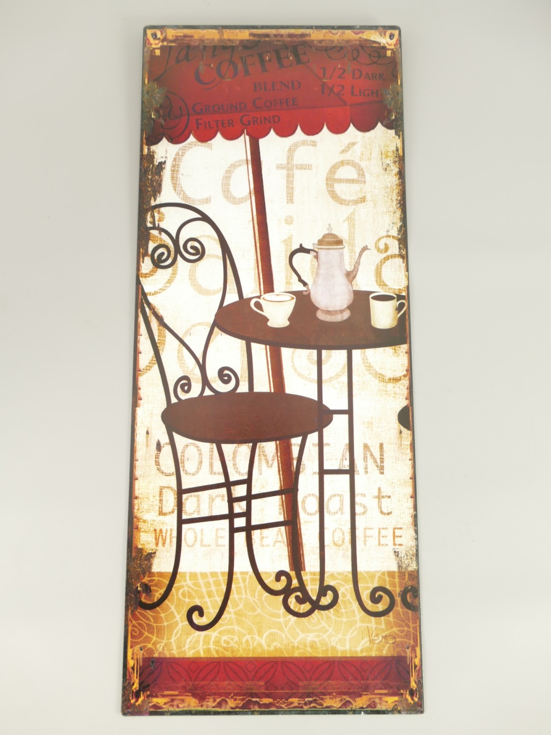 Wandschild, Blech, gestanzt "CAFE " , ca 50 cm  x 20 cm - British Moments / Fernweh-Kaufhaus