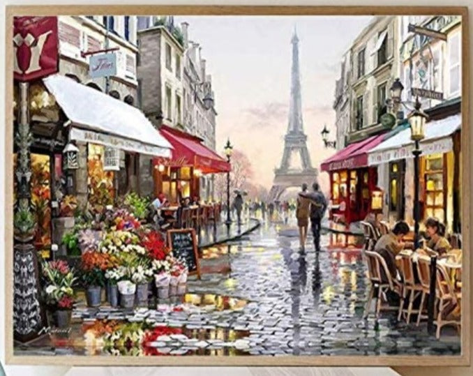 Mal - Set für Erwachsene . Malen nach Zahlen "Paris". Ölgemälde auf Leinwand, 40cm  x 50 cm - British Moments / Fernweh-Kaufhaus