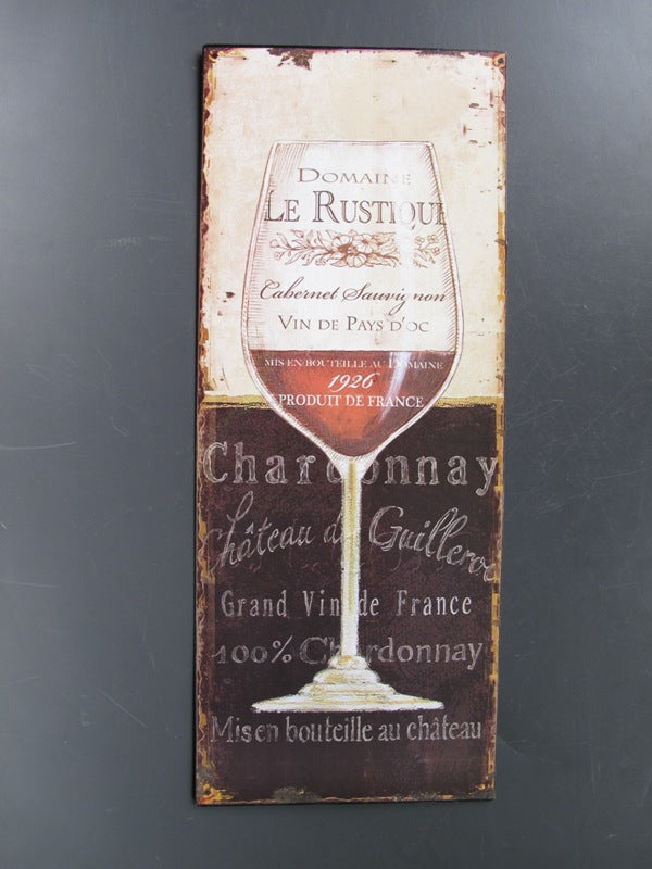 Wandschild, Blech, gestanzt "französische Weine , ca 50 cm  x 20 cm - British Moments / Fernweh-Kaufhaus