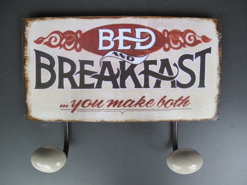 Wandhaken, Blech,  " Bed & Breakfast - You make both" ca. 18 cm x 23 cm - British Moments