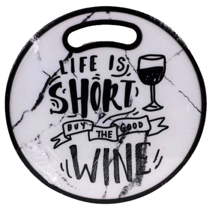 Schneidebrett , Kunststoff mit Beschriftung "Life is short, buy the good wine" - British Moments
