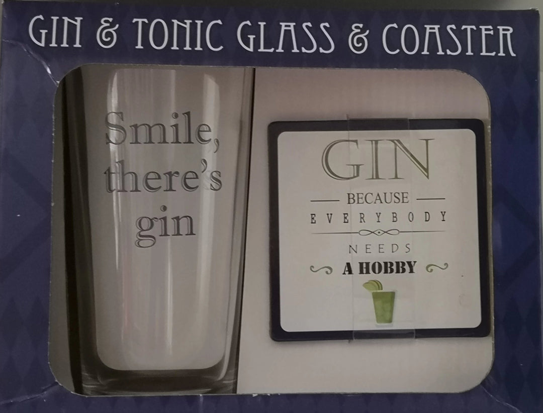 Gin glass and coaster  Set - British Moments