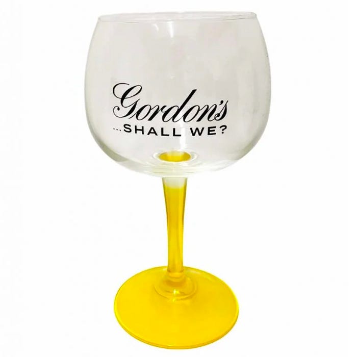 "Gordons "Gin  Tonic Glas mit Beschriftung "Shall we ?" - British Moments
