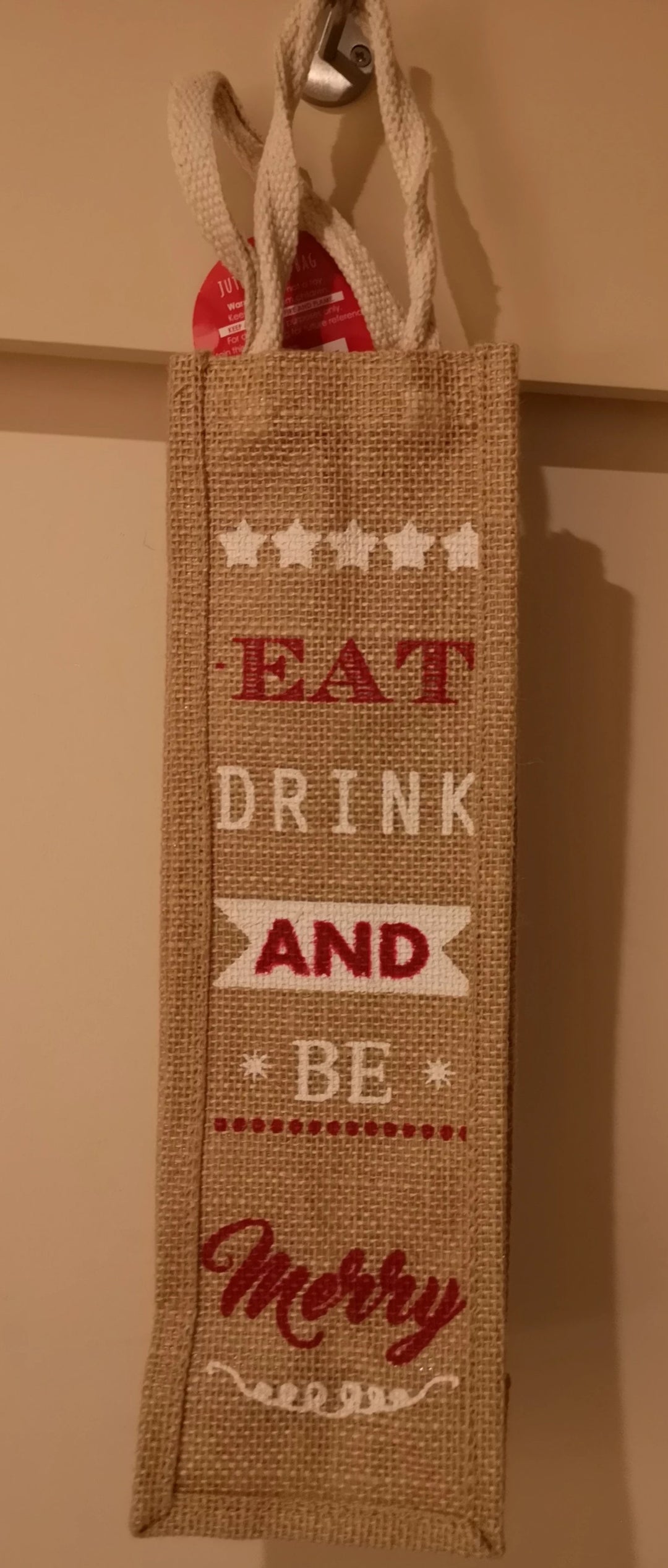 Flaschen -Geschenkverpackung, Jute, "Eat, drink and be merry" - British Moments