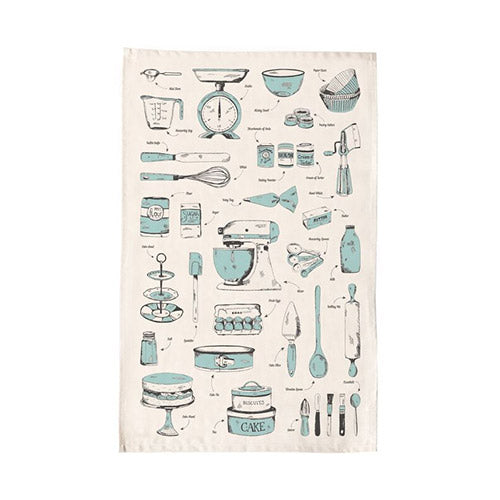 VICTORIA EGGS  Geschirrtuch, weiß/blau, Motiv "Baking Delight" , Handarbeit, - British Moments